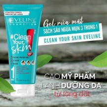 GEL RỬA MẶT SẠCH SÂU NGỪA MỤN EVELINE 3 TRONG 1 CLEAN YOUR SKIN EVEL_1416 TUÝP*200ML